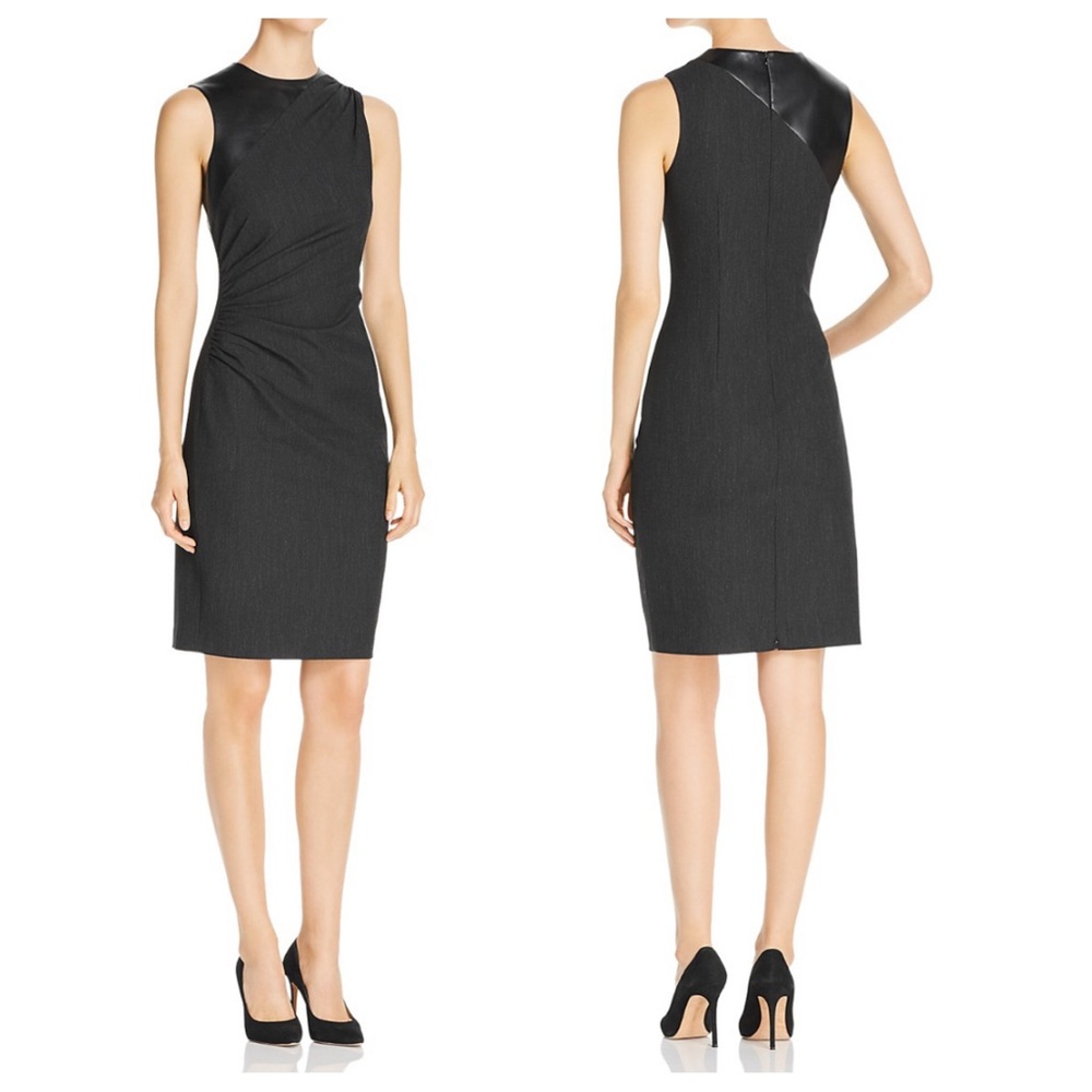 NWT Elie Tahari Raphaella Mixed Media Sheath Dress 6 Black / Antique